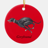 Black Greyhound op Red Dog Art Ornament (Voorkant)