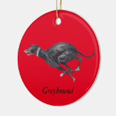 Black Greyhound op Red Dog Art Ornament (Links)