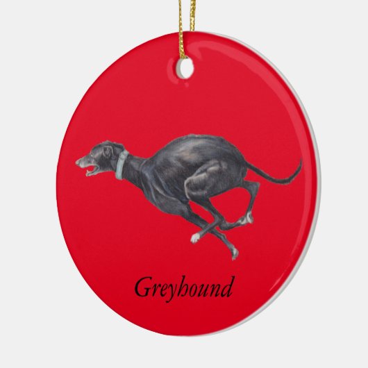Black Greyhound op Red Dog Art Ornament (Links)