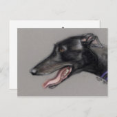 Black Greyhound Original Dog Art Briefkaart (Voorkant / Achterkant)