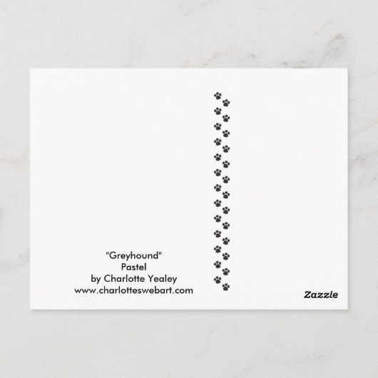 Black Greyhound Original Dog Art Briefkaart (Achterkant)