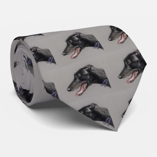 Black greyhound Original Dog Art Stropdas (Opgerold)