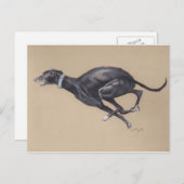 Black Greyhound Running Dog Art Briefkaart (Voorkant / Achterkant)
