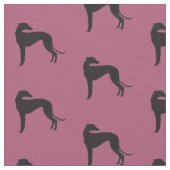 Black Greyhound Silhouette Dog Art Fabric Stof (Close Up)