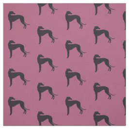 Black Greyhound Silhouette Dog Art Fabric Stof