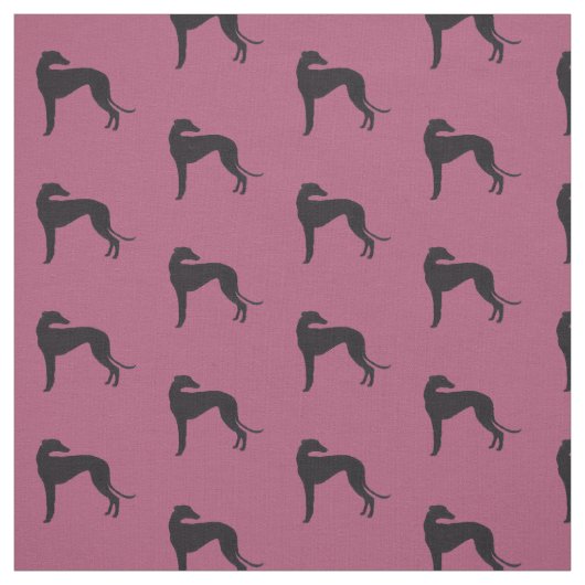 Black Greyhound Silhouette Dog Art Fabric Stof (Swatch)