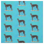 Black Greyhound Standing Dog Art Fabric Stof (Swatch)