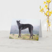 Black Greyhound Standing Dog Art Wenskaart Kaart (Gele Bloem)