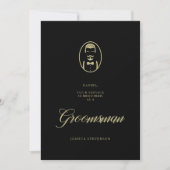 Black Groomsman Silhouette Simple Weddenschap Voor (Voorkant)