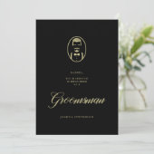 Black Groomsman Silhouette Simple Weddenschap Voor (Staand voorkant)