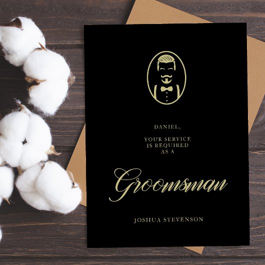 Black Groomsman Silhouette Simple Weddenschap Voor