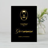 Black Groomsman Silhouette Simple Wedding Proposal Folie Uitnodiging (Staand Voorkant)