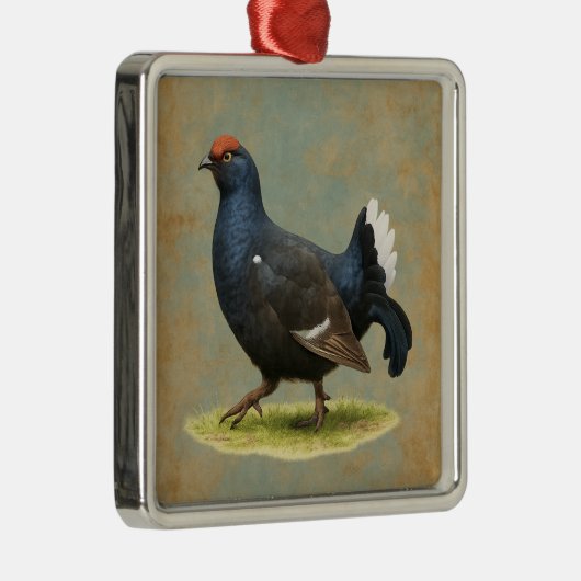 Black Grouse design Christmas tree decoration Metalen Ornament (Rechts)
