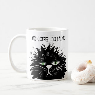 Black Grumpy Cat No Coffee No Talkie Funny Koffiemok