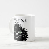 Black Grumpy Cat No Coffee No Talkie Funny Koffiemok (Voorkant links)