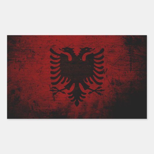 Black Grunge Albanië vlag Rechthoekige Sticker (Voorkant)
