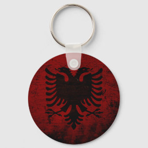 Black Grunge Albanië vlag Sleutelhanger