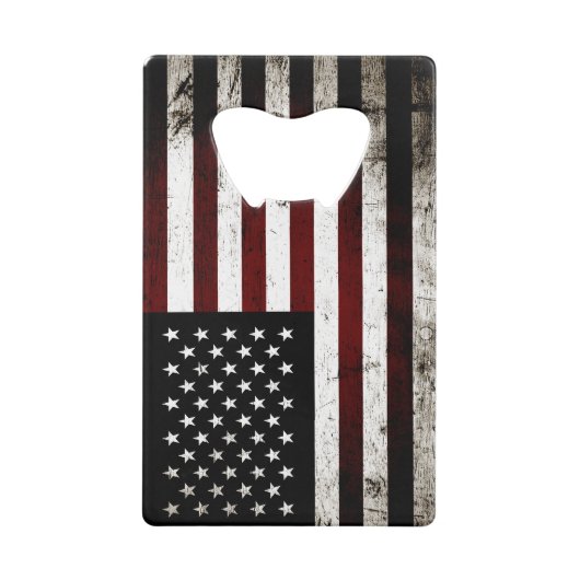 Black Grunge American Flag Creditkaart Flessenopener (Achterkant)