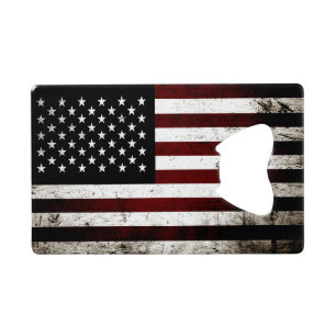 Black Grunge American Flag Creditkaart Flessenopener