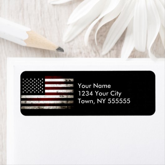 Black Grunge American Flag Etiket (Insitu)