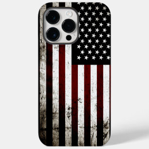 Black Grunge American Flag iPhone 14 Pro Max Hoesje