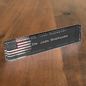 Black Grunge American Flag Naambordje (Zijkant)
