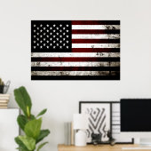 Black Grunge American Flag Poster (Thuiskantoor)