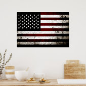 Black Grunge American Flag Poster (Keuken)