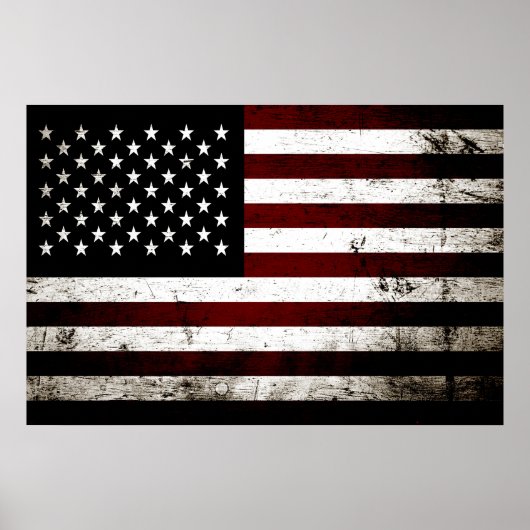 Black Grunge American Flag Poster (Voorkant)