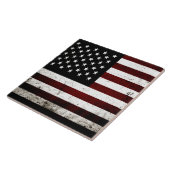 Black Grunge American Flag Tegeltje (Zijkant)