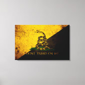 Black Grunge Anarcho Gadsden Flag Canvas Afdruk (Voorkant)
