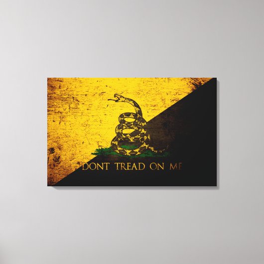 Black Grunge Anarcho Gadsden Flag Canvas Afdruk (Voorkant)