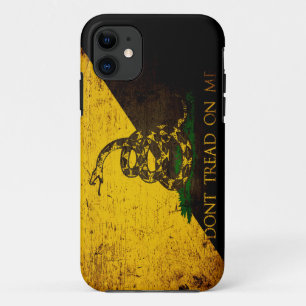 Black Grunge Anarcho Gadsden Flag iPhone 11 Hoesje