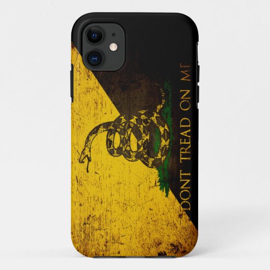 Black Grunge Anarcho Gadsden Flag Case-Mate iPhone Case (Achterkant)