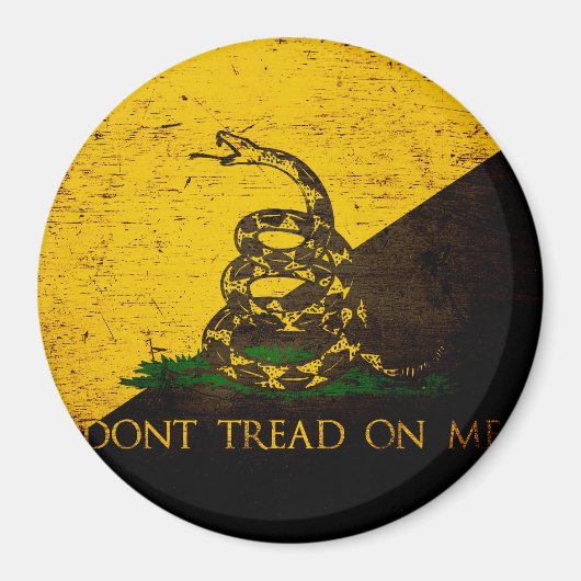 Black Grunge Anarcho Gadsden Flag Magneet (Voorkant)