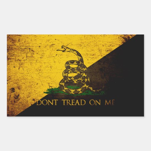 Black Grunge Anarcho Gadsden Flag Rechthoekige Sticker (Voorkant)
