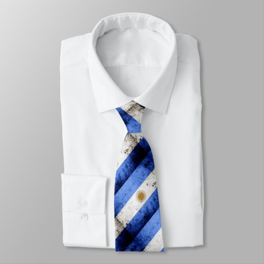 Black Grunge Argentina Flag Stropdas (Gebonden)