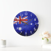 Black Grunge Australia Flag Grote Klok (Huis)
