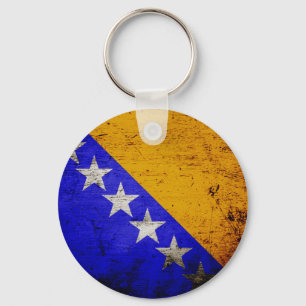 Black Grunge Bosnië en Herzegovina vlag Sleutelhanger