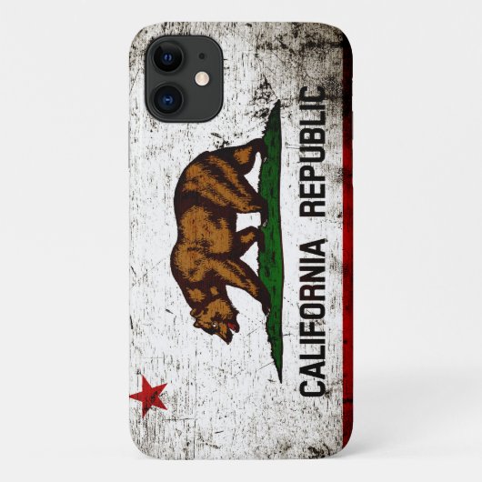 Black Grunge California State Flag Case-Mate iPhone Case (Achterkant)