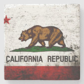 Black Grunge California State Flag Stenen Onderzetter (Voorkant)