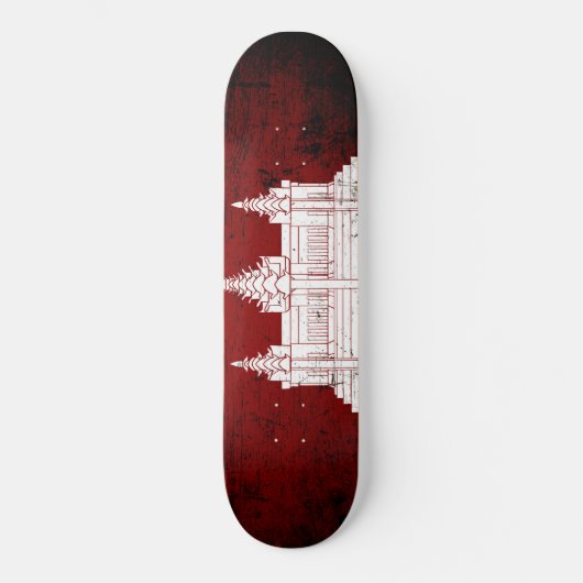 Black Grunge Cambodia Flag Skateboard (Voorkant)