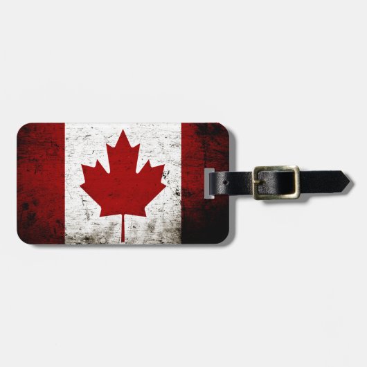 Black Grunge Canada Flag Bagagelabel (Voorkant horizontaal)
