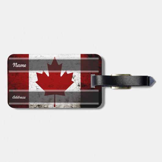 Black Grunge Canada Flag Bagagelabel (Achterkant horizontaal)