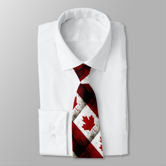 Black Grunge Canada Flag Stropdas (Gebonden)
