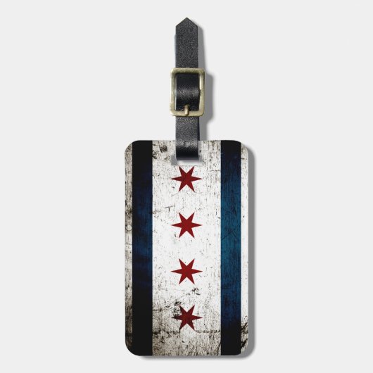 Black Grunge Chicago Flag Bagagelabel (Voorkant verticaal)