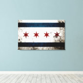 Black Grunge Chicago Flag Canvas Afdruk (Insitu (Houten vloer))