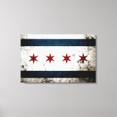 Black Grunge Chicago Flag Canvas Afdruk (Voorkant)