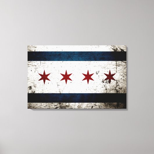 Black Grunge Chicago Flag Canvas Afdruk (Voorkant)