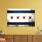 Black Grunge Chicago Flag Canvas Afdruk (Insitu (Woonkamer))